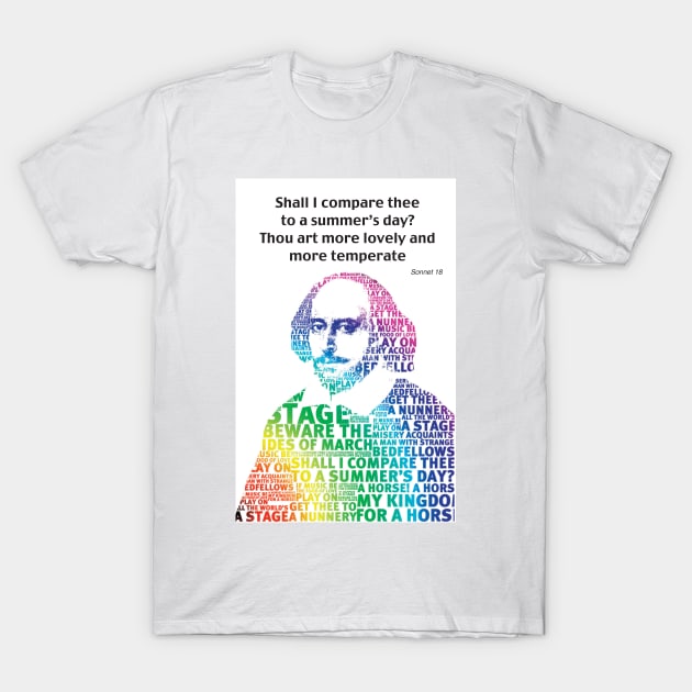 Rainbow Shakespeare Shall I Compare Thee T-Shirt by DJVYEATES